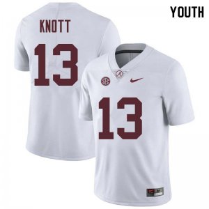 NCAA Youth Alabama Crimson Tide #13 Nigel Knott Stitched College Nike Authentic White Football Jersey WG17P02JU